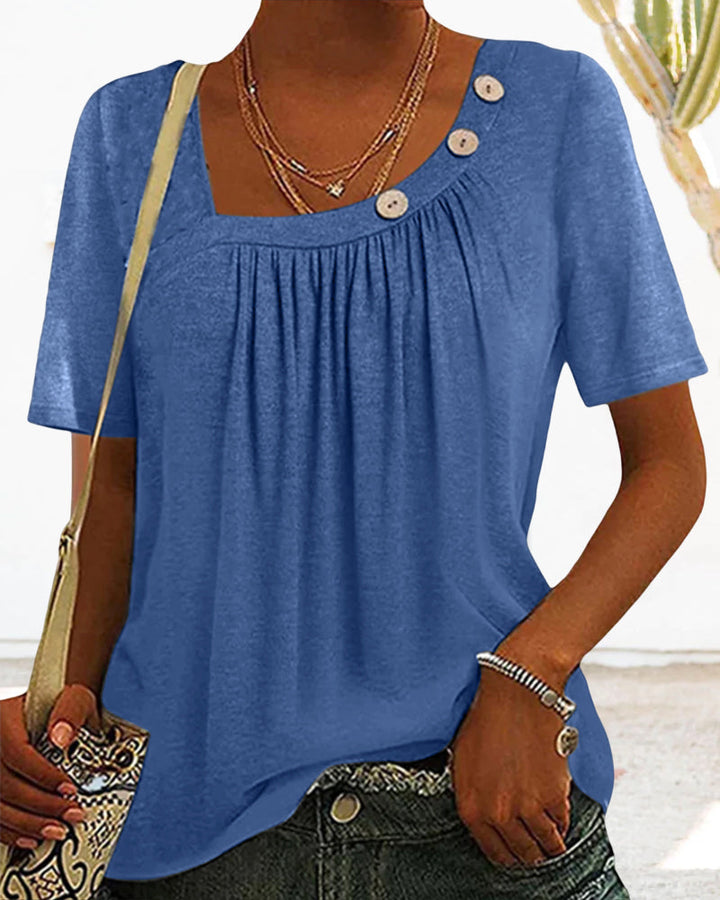Grijze Blouse met Sierlijke Knopen