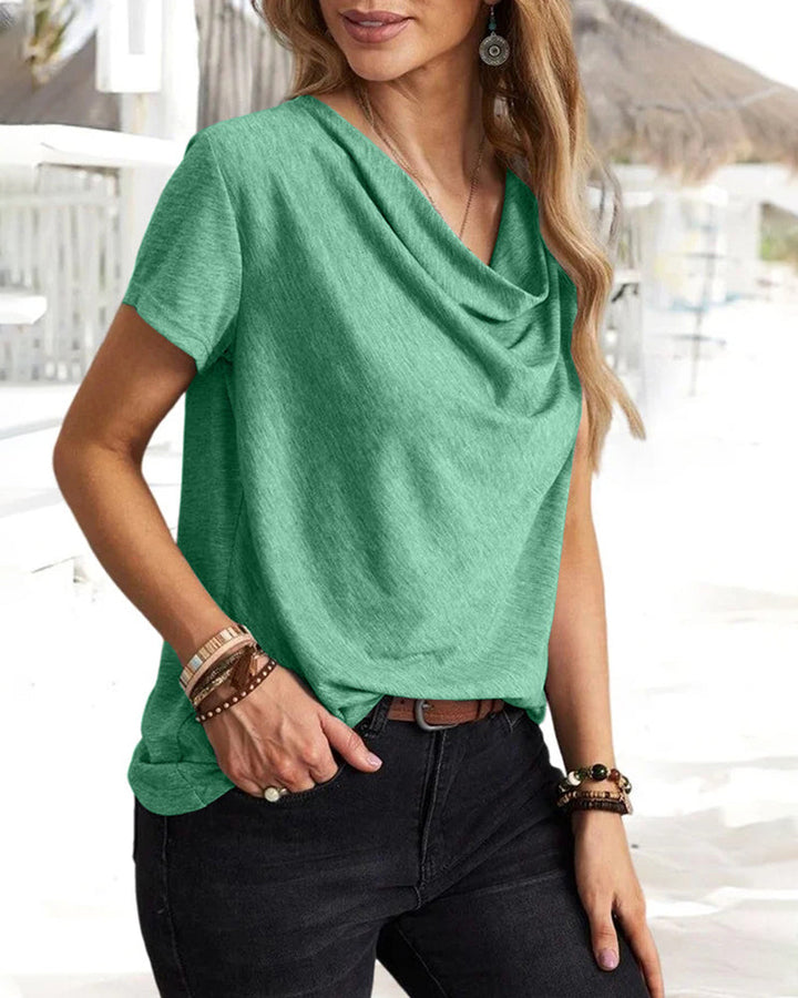 T-shirt met V-hals en korte mouwen