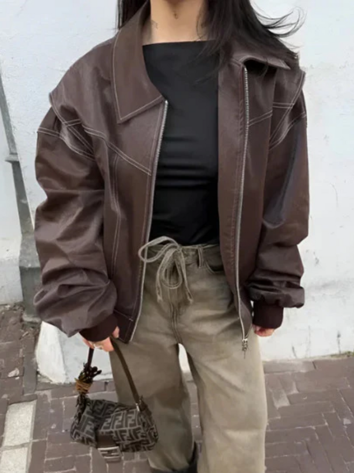 Lisa - Luxe Imitatieleren Bomberjack