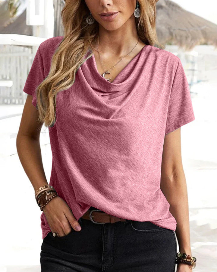 T-shirt met V-hals en korte mouwen