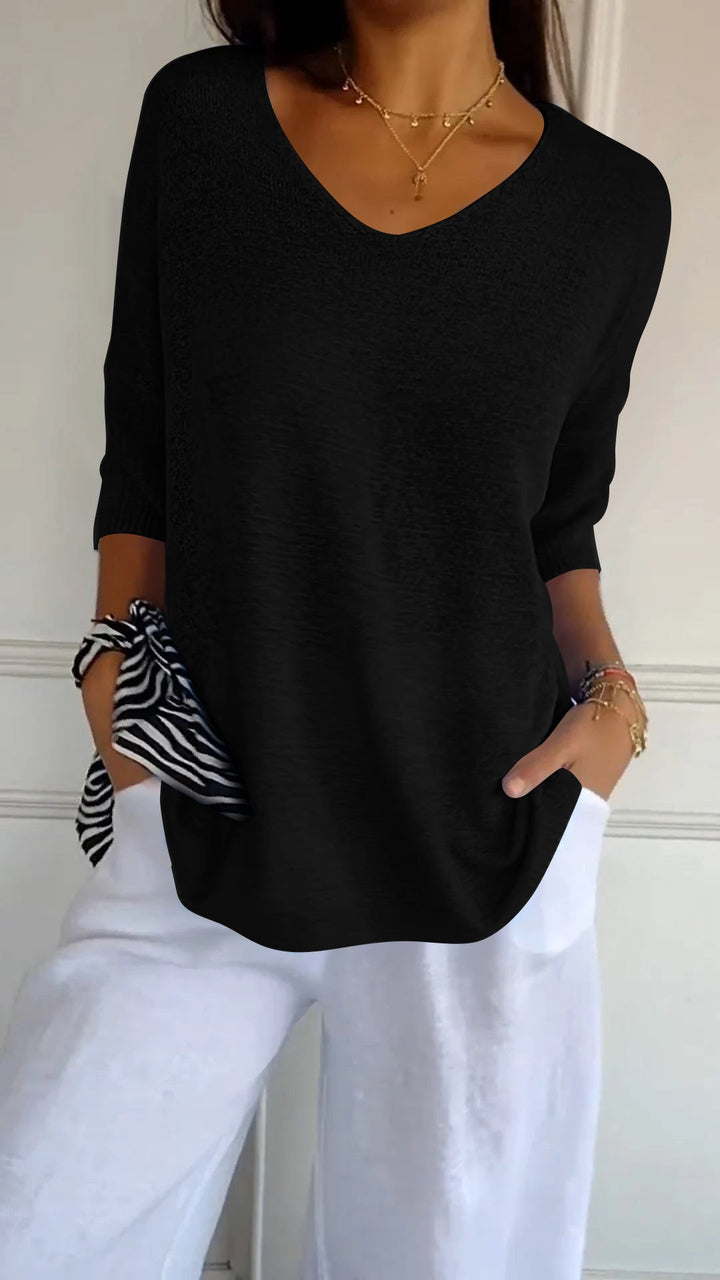Anna - Elegante Gebreide Top met V-hals