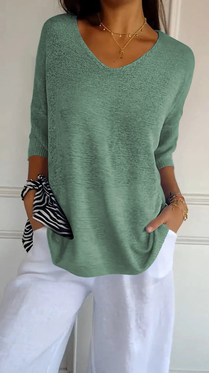 Anna - Elegante Gebreide Top met V-hals