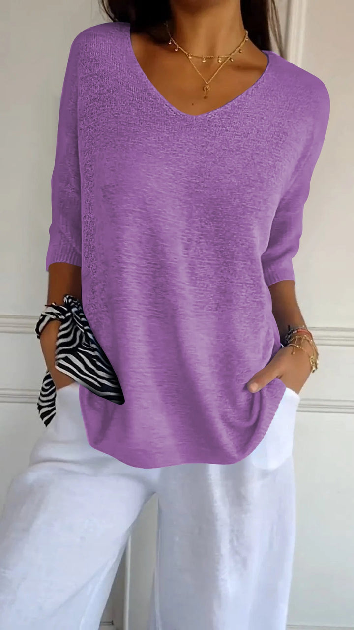 Anna - Elegante Gebreide Top met V-hals