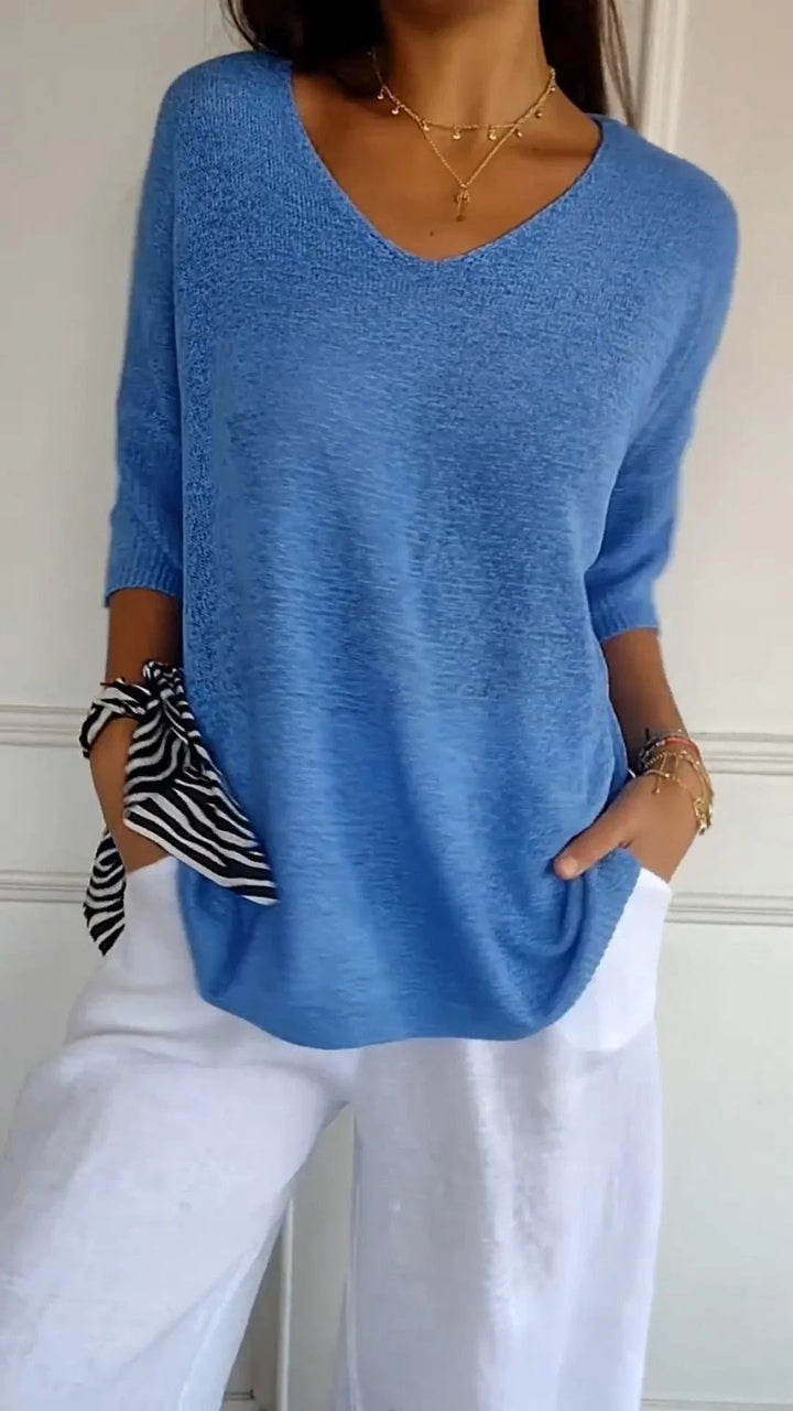 Anna - Elegante Gebreide Top met V-hals