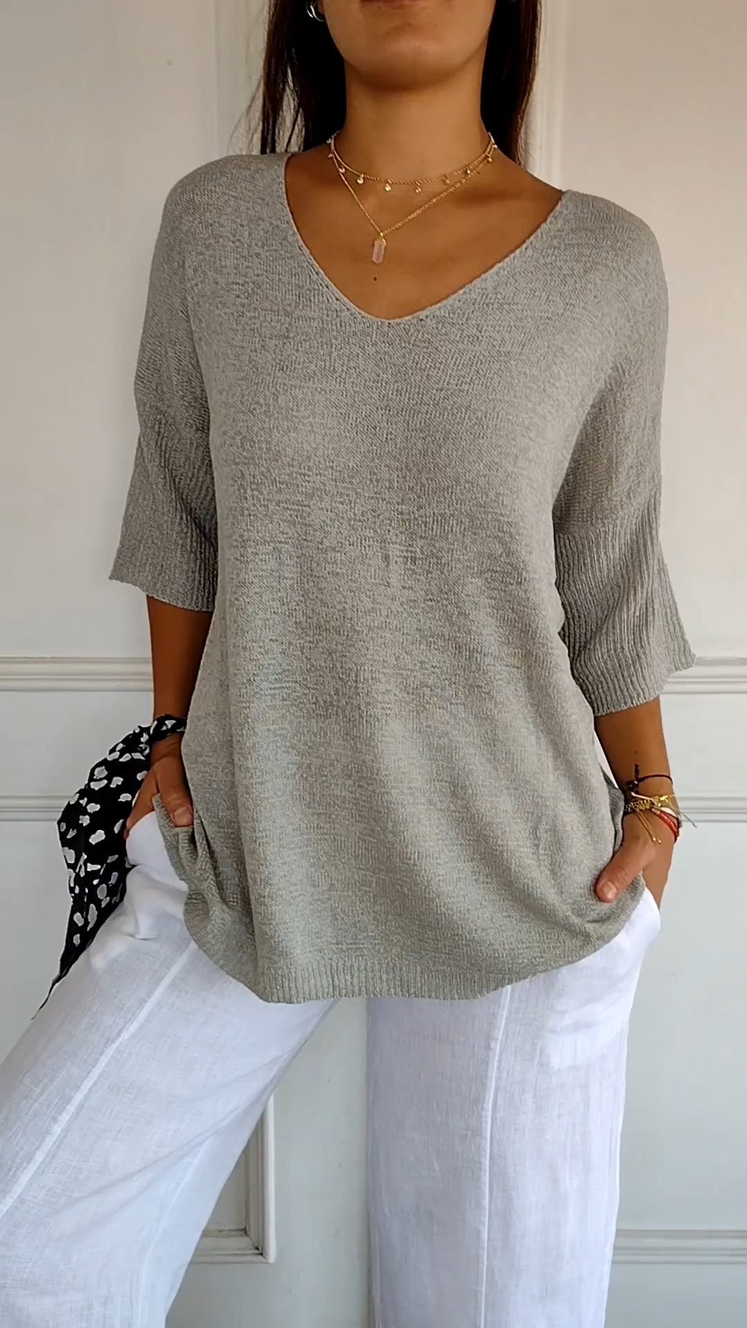 Anna - Elegante Gebreide Top met V-hals