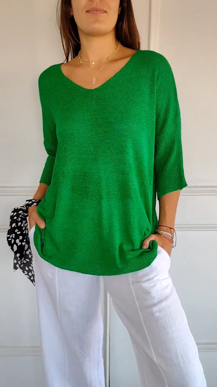 Anna - Elegante Gebreide Top met V-hals