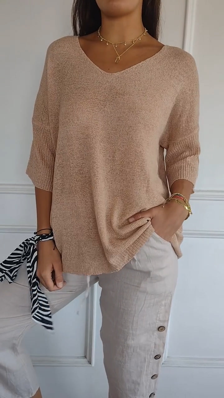 Anna - Elegante Gebreide Top met V-hals