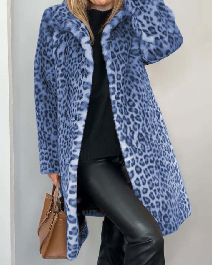 LEIA - Luxe zachte lange jas met elegante luipaardprint