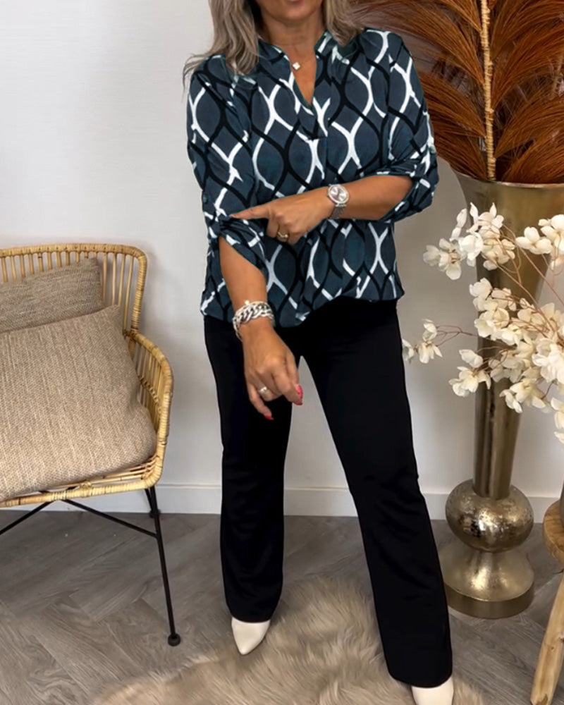 Koelman | Chic Casual Blouse met Elegant Patroon – Perfecte Balans van Comfort en Stijl