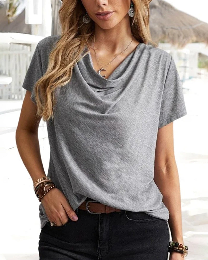 T-shirt met V-hals en korte mouwen