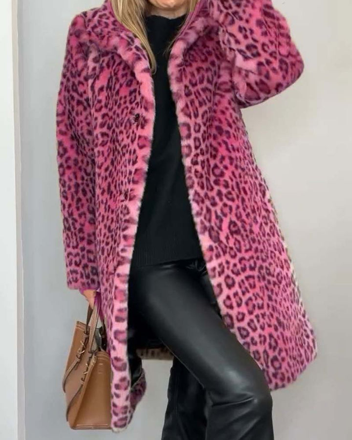 LEIA - Luxe zachte lange jas met elegante luipaardprint