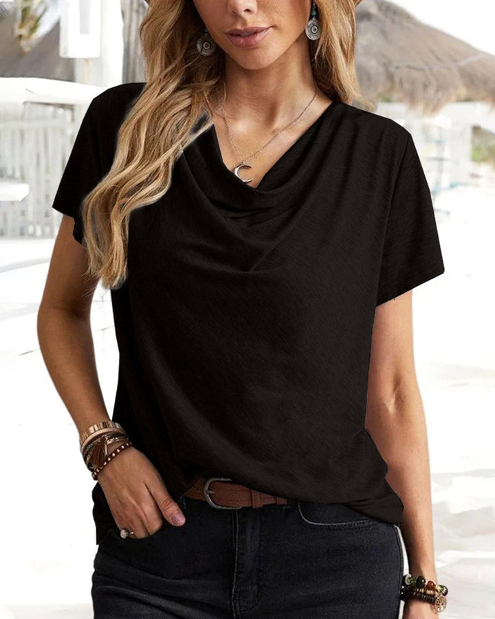 T-shirt met V-hals en korte mouwen