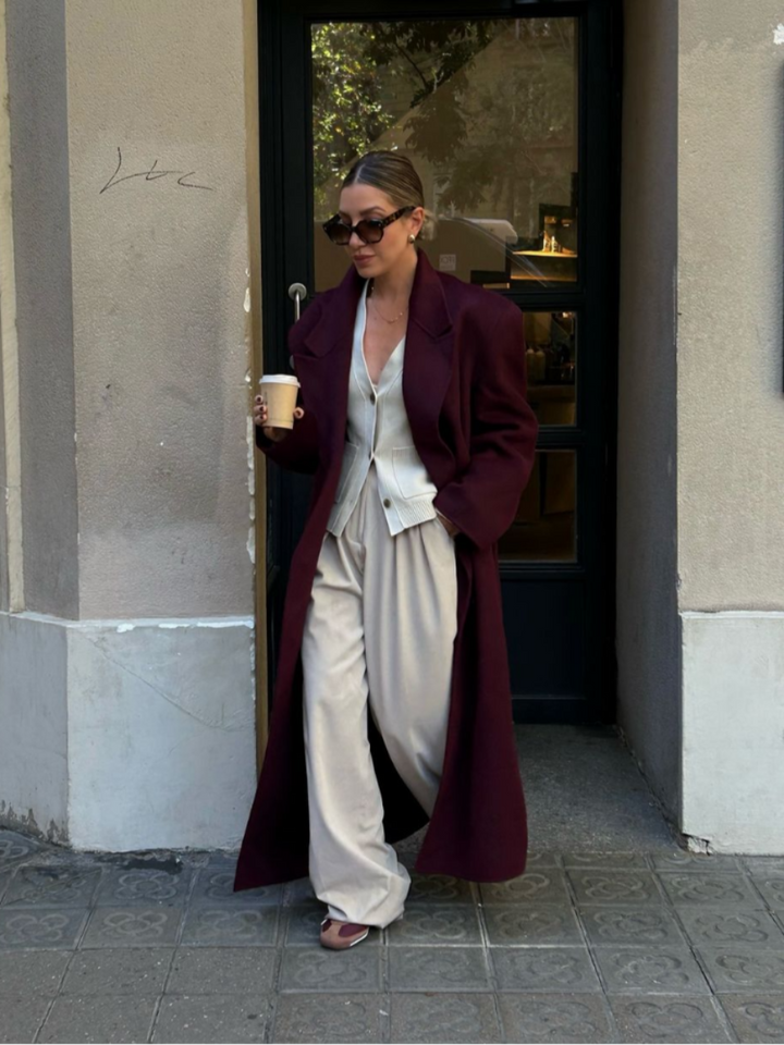 Luxurious Burgundy Oversized Jacket