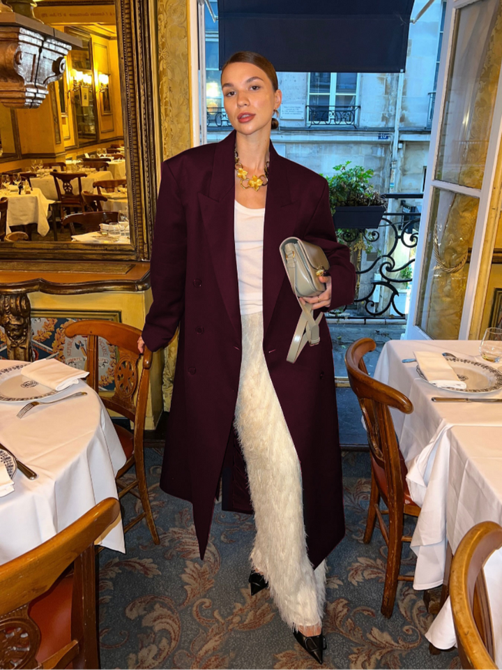 Luxurious Burgundy Oversized Jacket