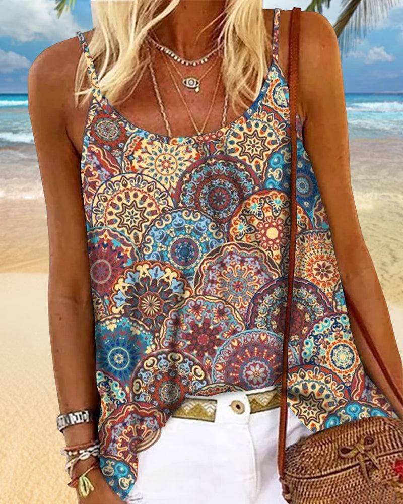 Casual Spaghetti Strap Top met Circle Pattern