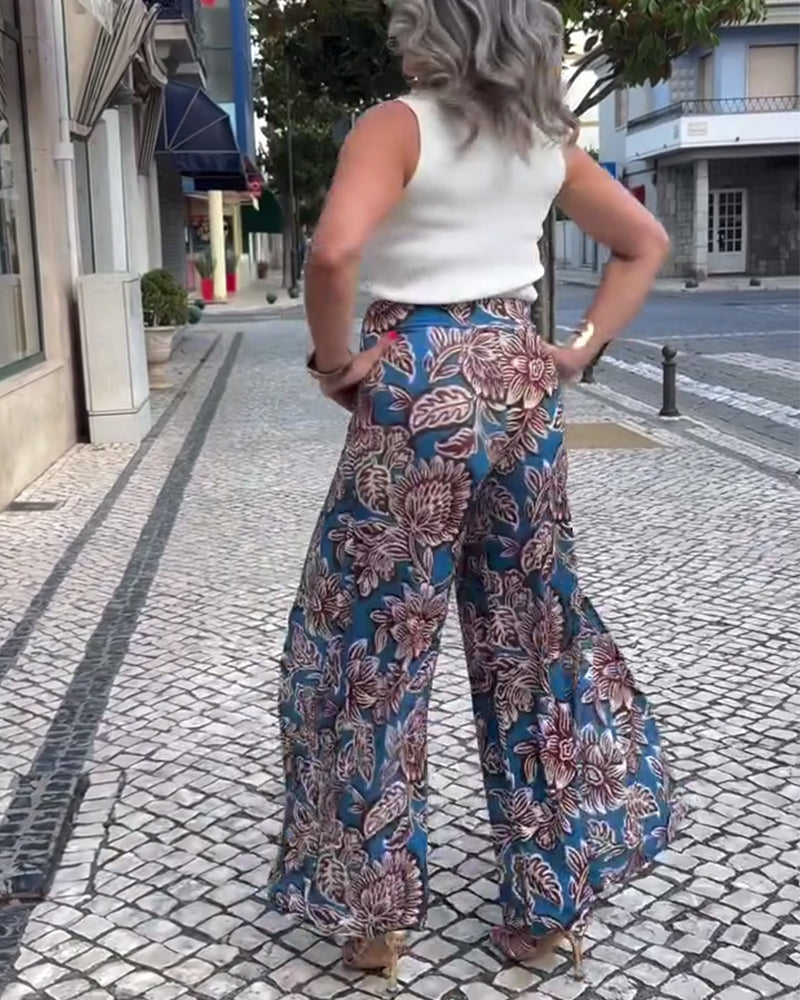 Losse Rechte Bedrukte Broek