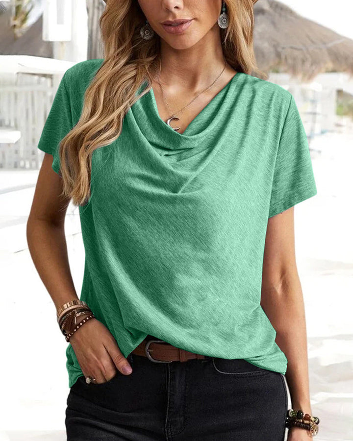 T-shirt met V-hals en korte mouwen