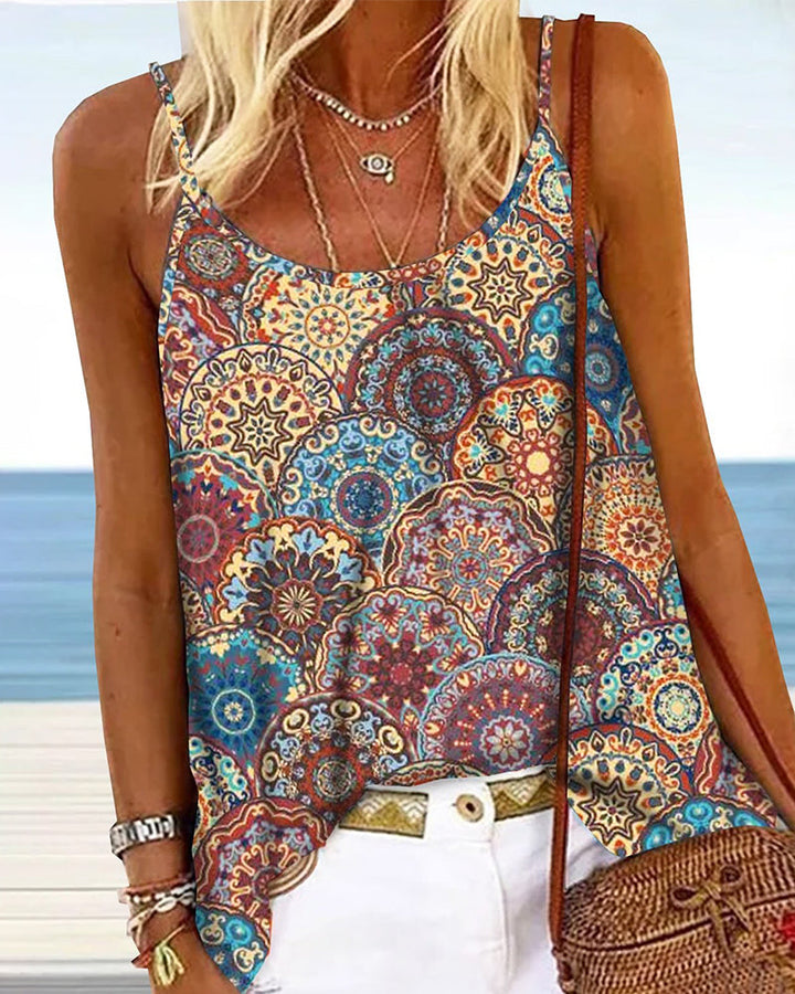 Casual Spaghetti Strap Top met Circle Pattern