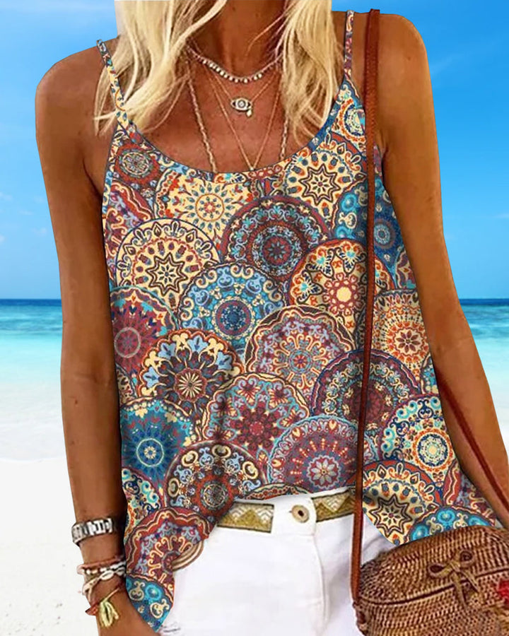 Casual Spaghetti Strap Top met Circle Pattern