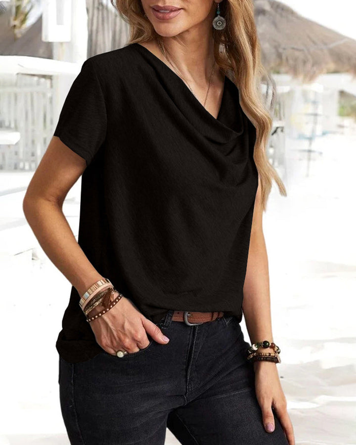 T-shirt met V-hals en korte mouwen