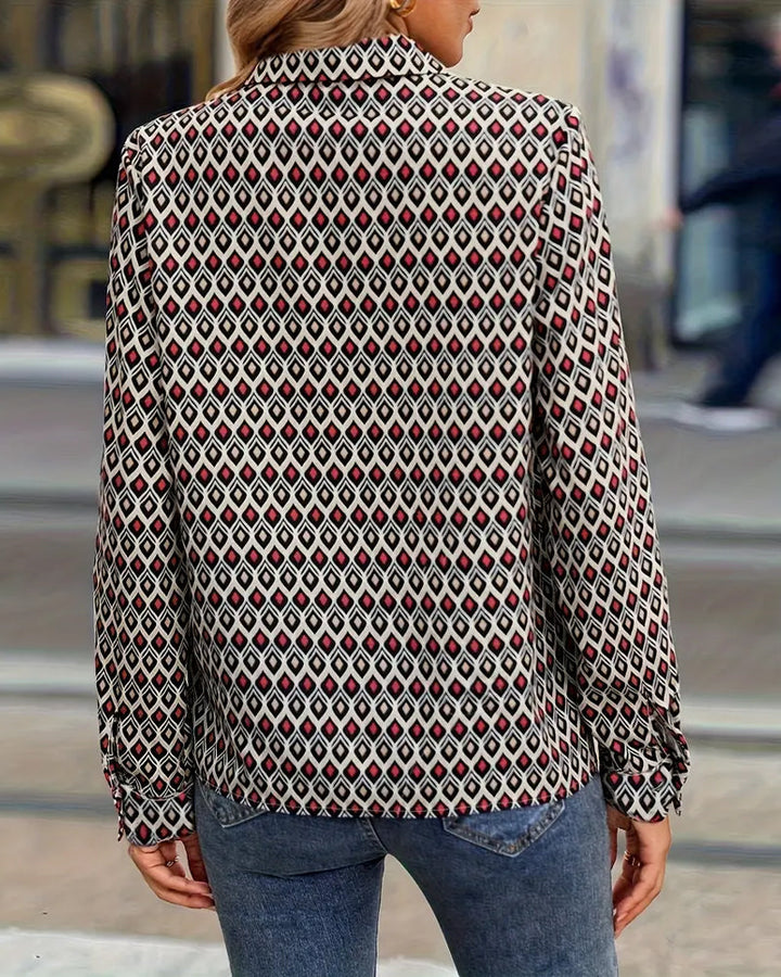Retro Diamond Pattern Blouse