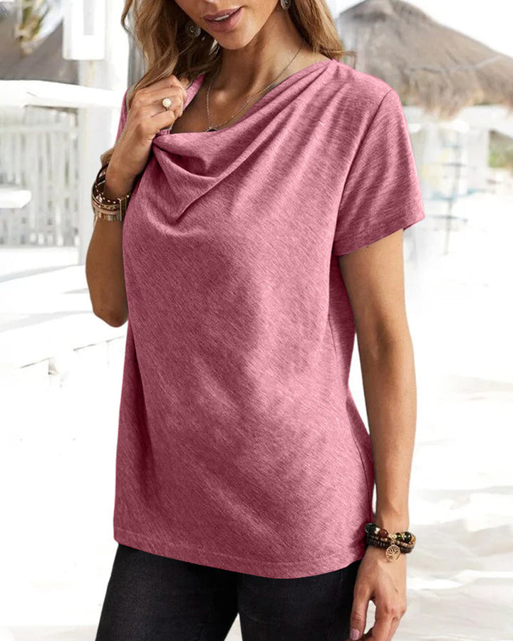 T-shirt met V-hals en korte mouwen