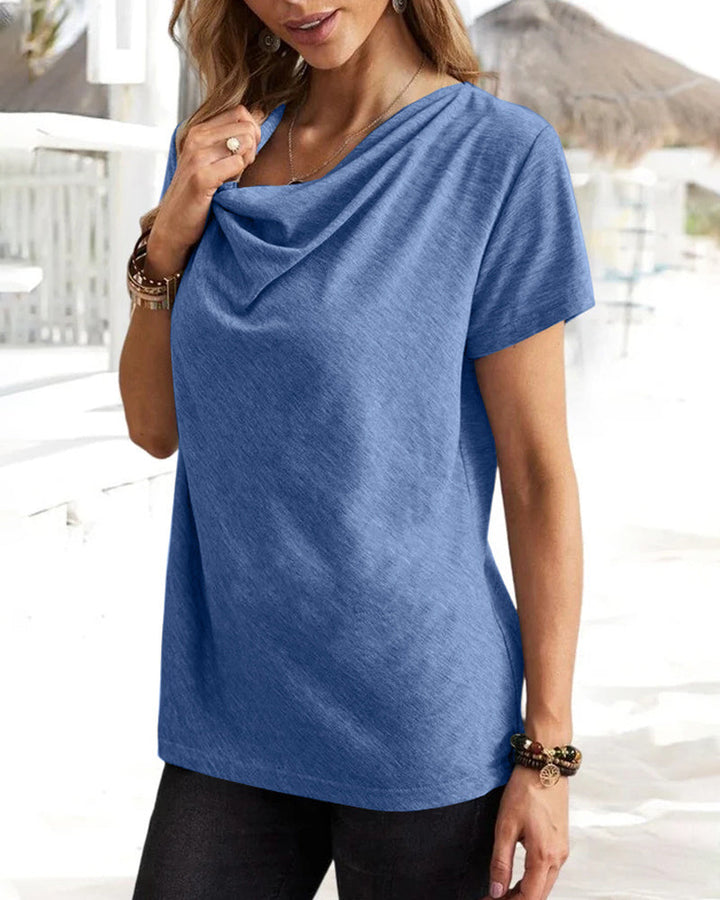 T-shirt met V-hals en korte mouwen