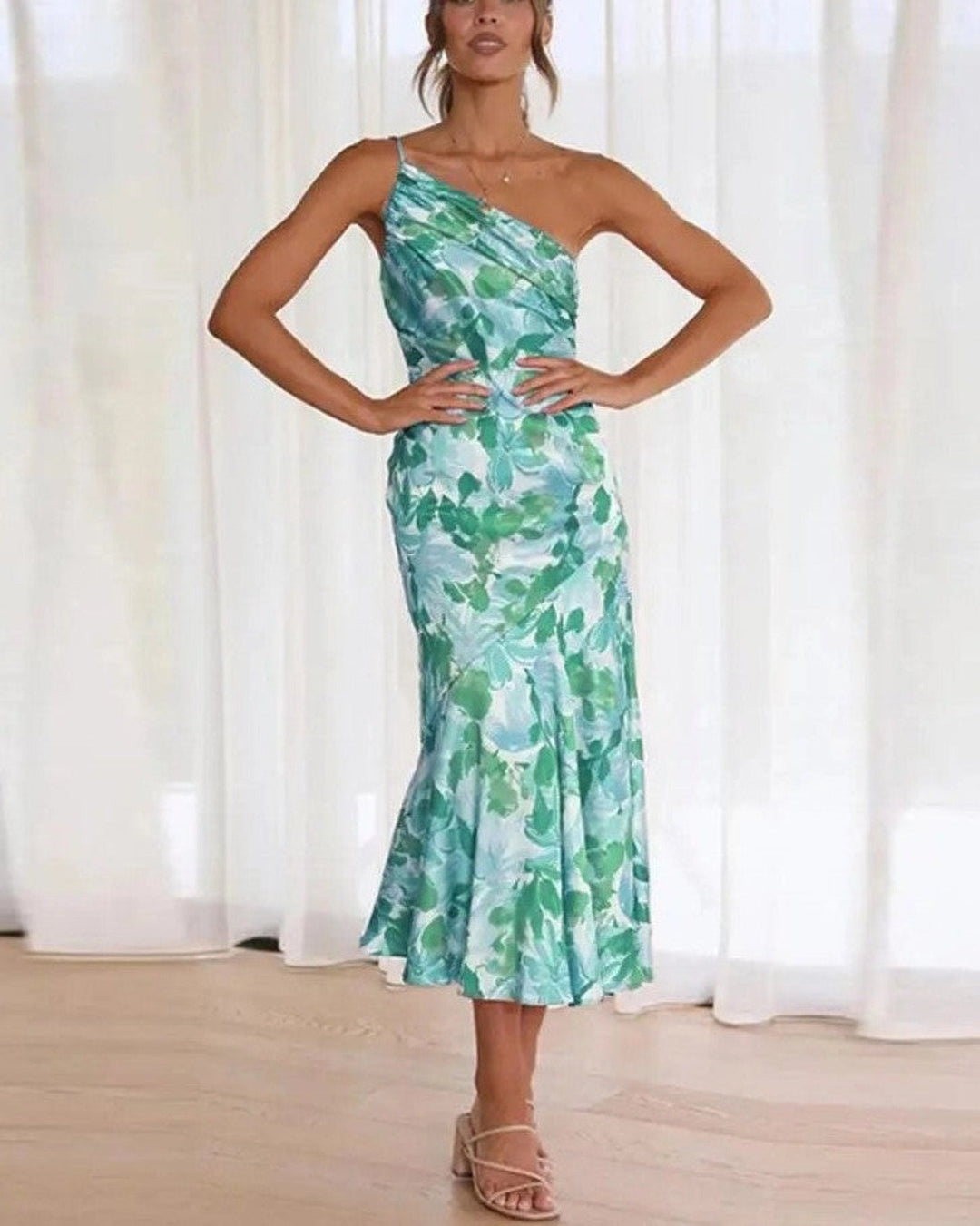 Sienna - Elegante asymmetrische maxi jurk met bloemmotief voor dames