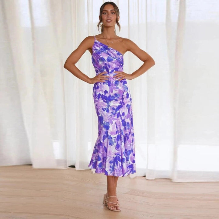 Sienna - Elegante asymmetrische maxi jurk met bloemmotief voor dames