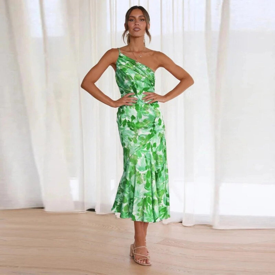 Sienna - Elegante asymmetrische maxi jurk met bloemmotief voor dames