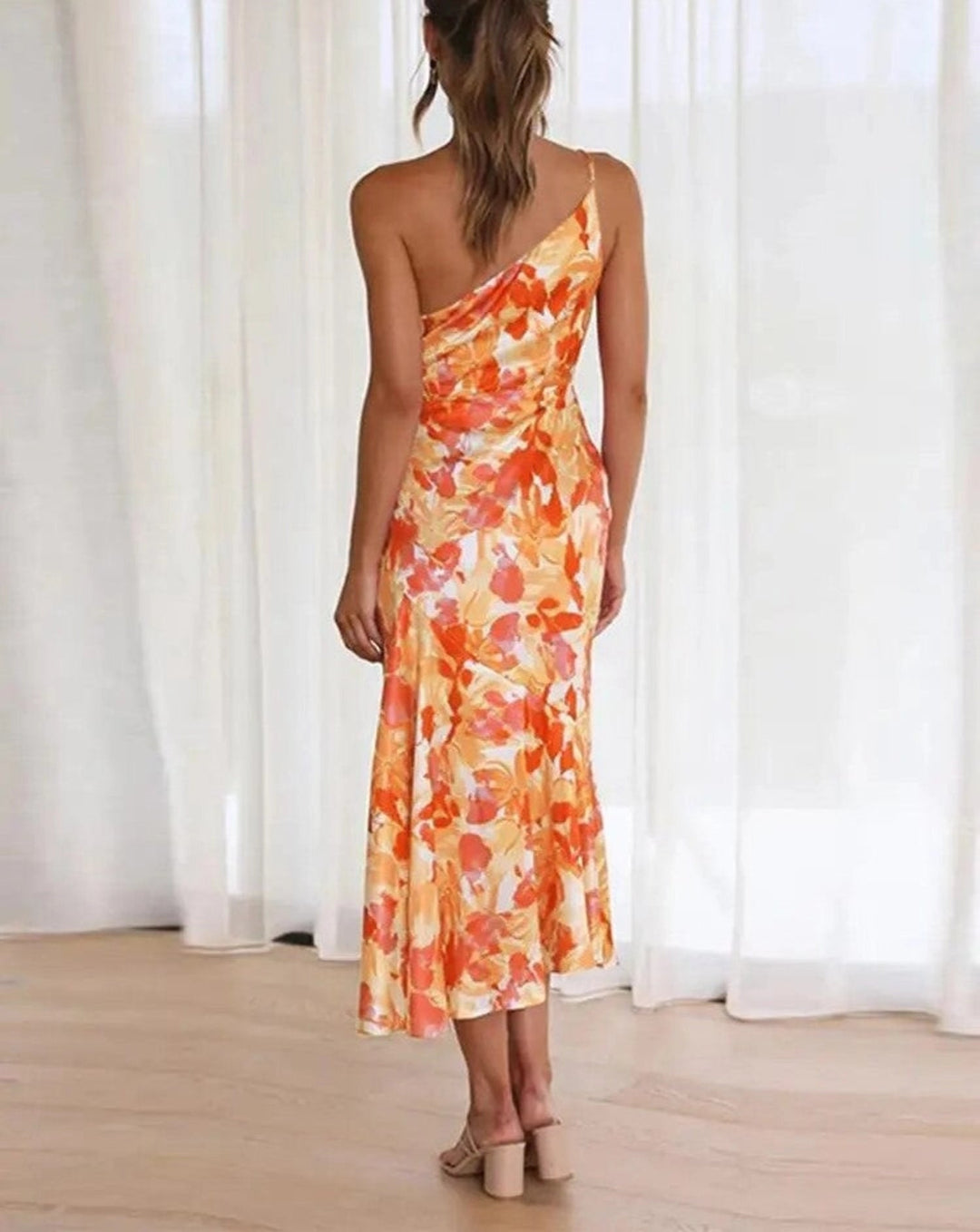 Sienna - Elegante asymmetrische maxi jurk met bloemmotief voor dames