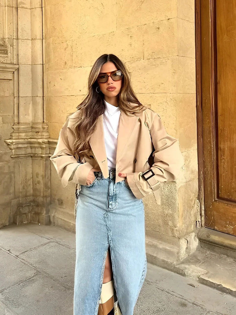 Bella - Chic Cropped Trenchcoat