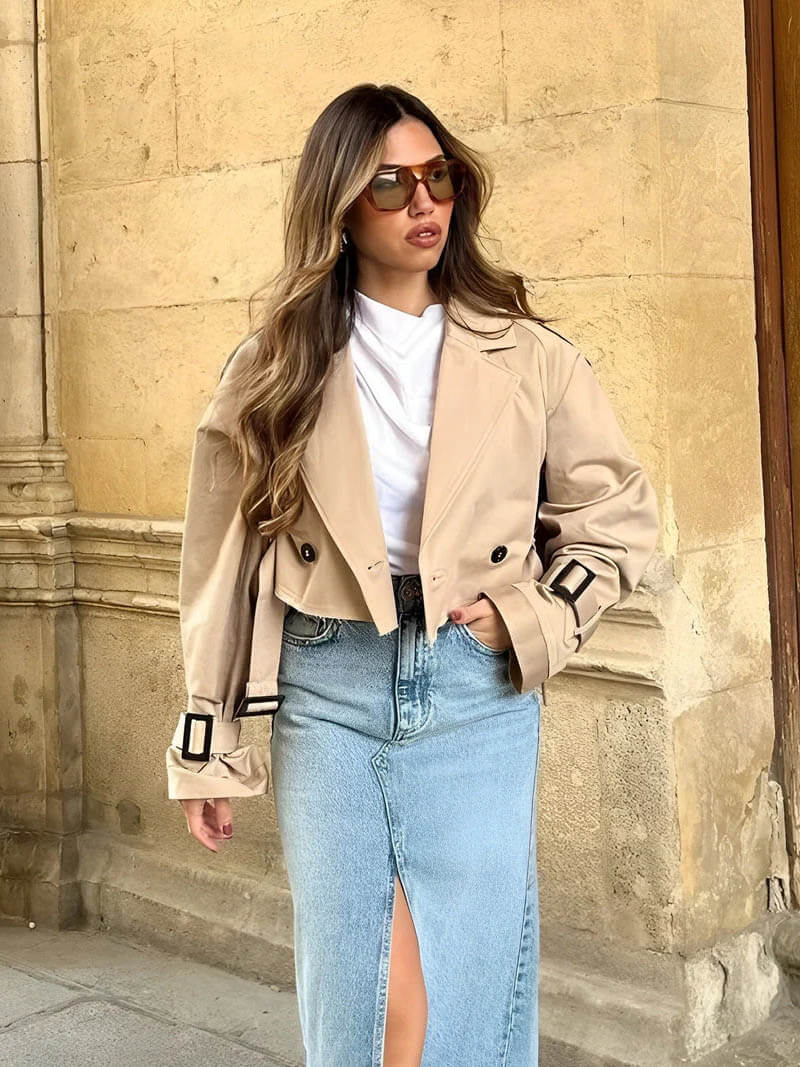 Bella - Chic Cropped Trenchcoat
