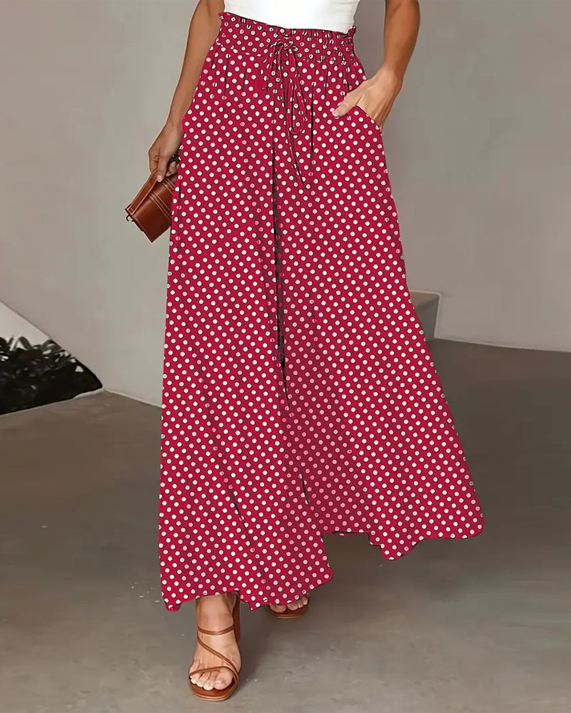 Long Polka Dot Print Broek