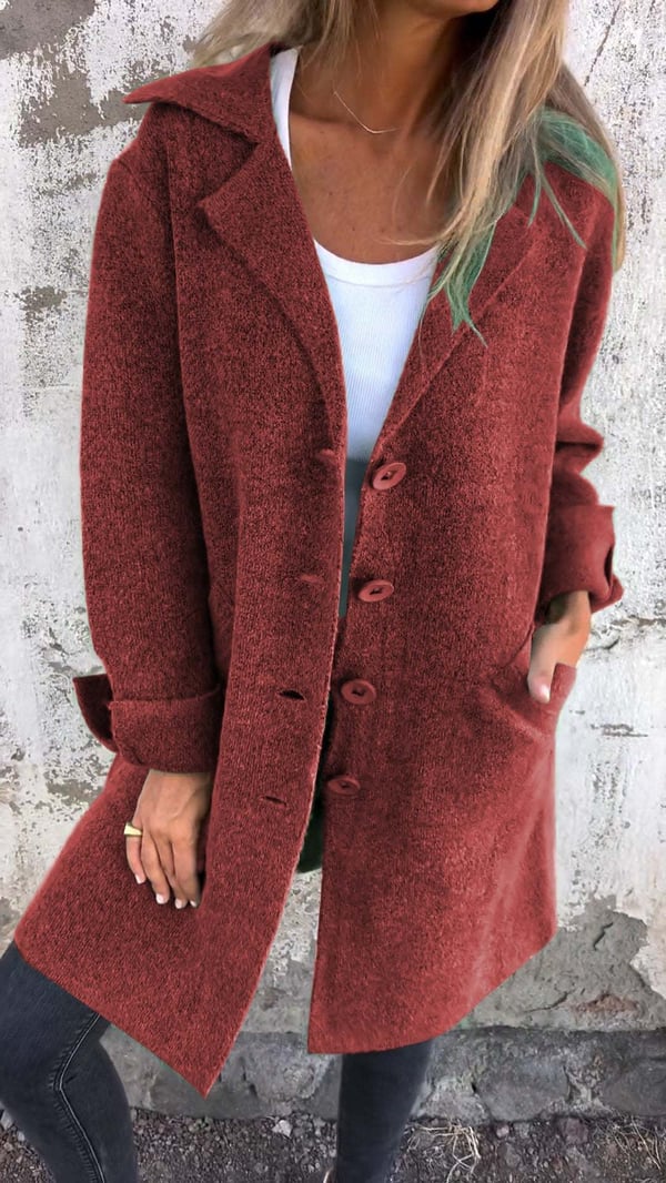 Baylea - Stylish Casual Enkelborstig Jas met Wollen Revers