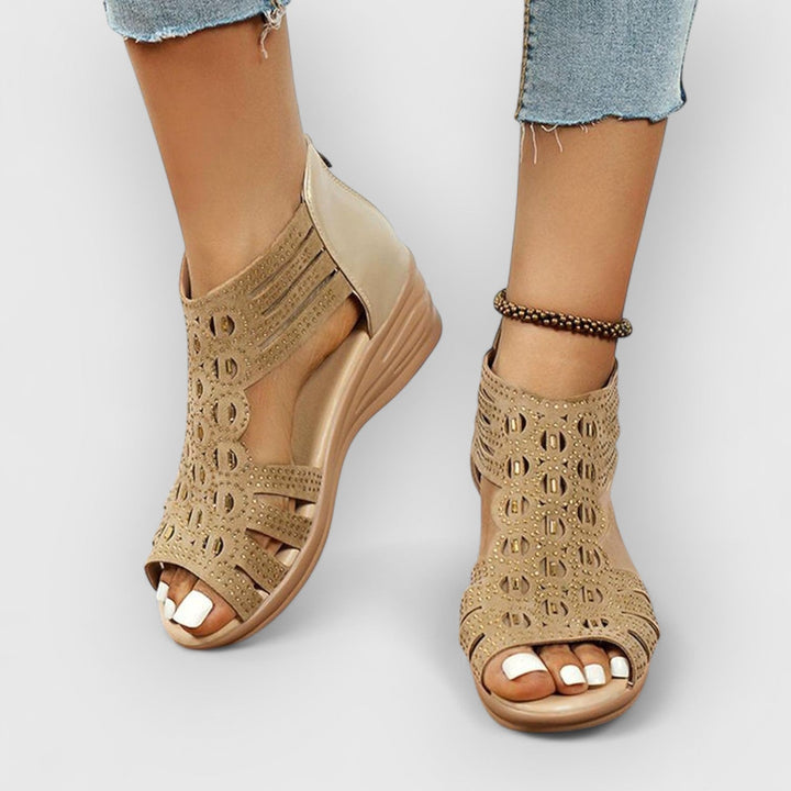Mirone™ | Stunning Wedge Rhinestone Gladiator Sandals