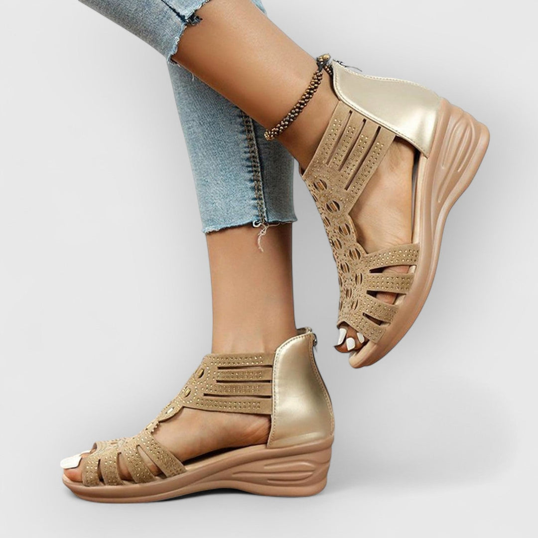 Mirone™ | Stunning Wedge Rhinestone Gladiator Sandals