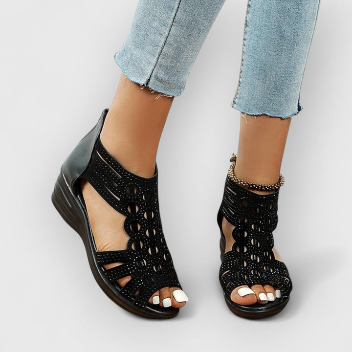 Mirone™ | Stunning Wedge Rhinestone Gladiator Sandals