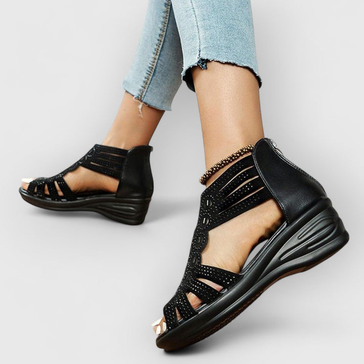 Mirone™ | Stunning Wedge Rhinestone Gladiator Sandals