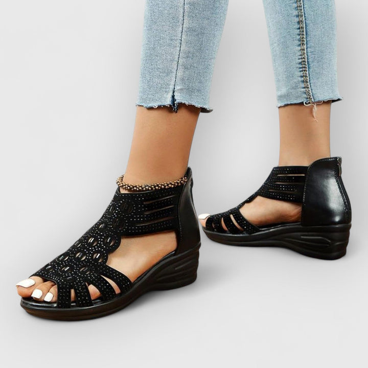 Mirone™ | Stunning Wedge Rhinestone Gladiator Sandals