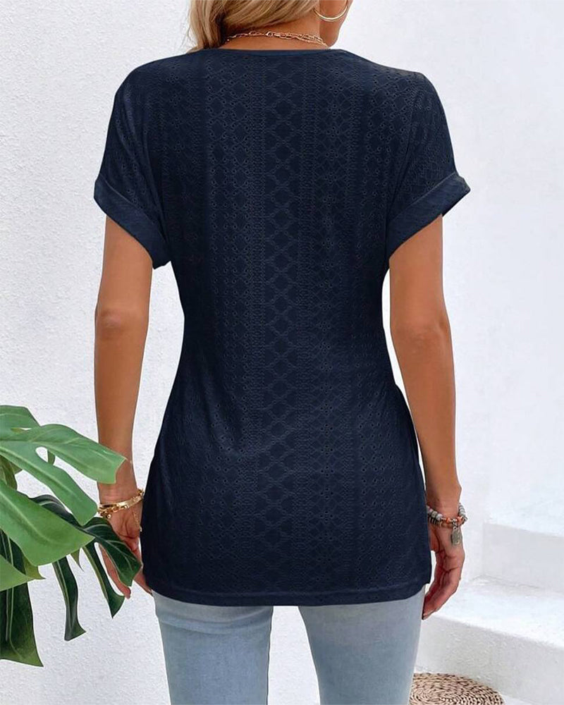 V-Neck Blouse met Contrast Detail