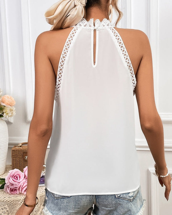 Effen Mouwloos Vest met Kantdetails