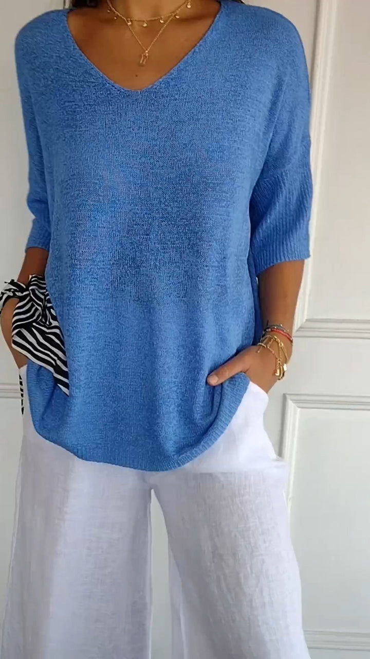 Anna - Elegante Gebreide Top met V-hals